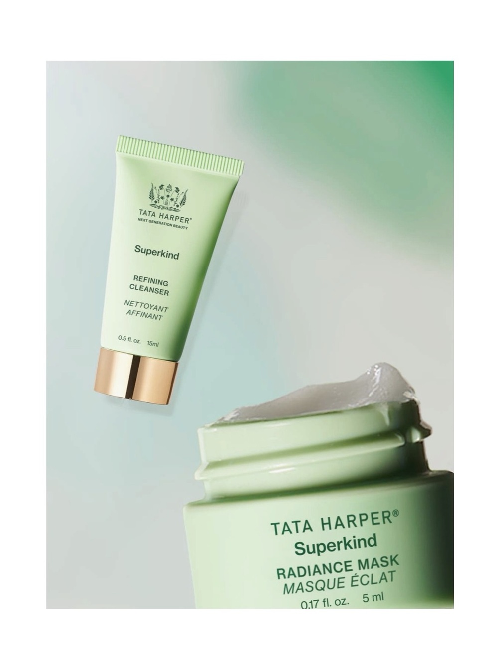 new Tata Harper ༅ Superkind 5 Min Facial Set ༅ Refining Cleanser Radiance Mask